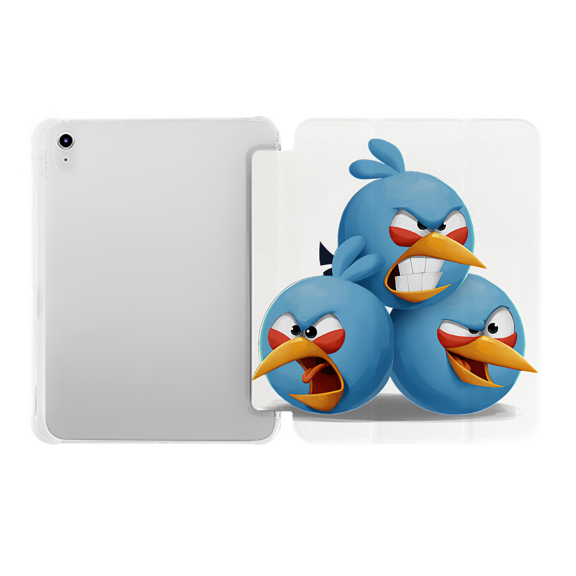 （画像用） Angry Birds アングリーバード IPad ケース ペン収納付き 三つ折りスタンド PUレザー×シリコン 対応機種9.5/10.5/10.9インチ